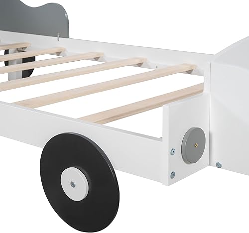 Miniatura 78 de Quarte Cama de plataforma de madera de tamaño matrimonial para niños con cabecera en forma de casa y luces nocturnas activadas por movimiento, no