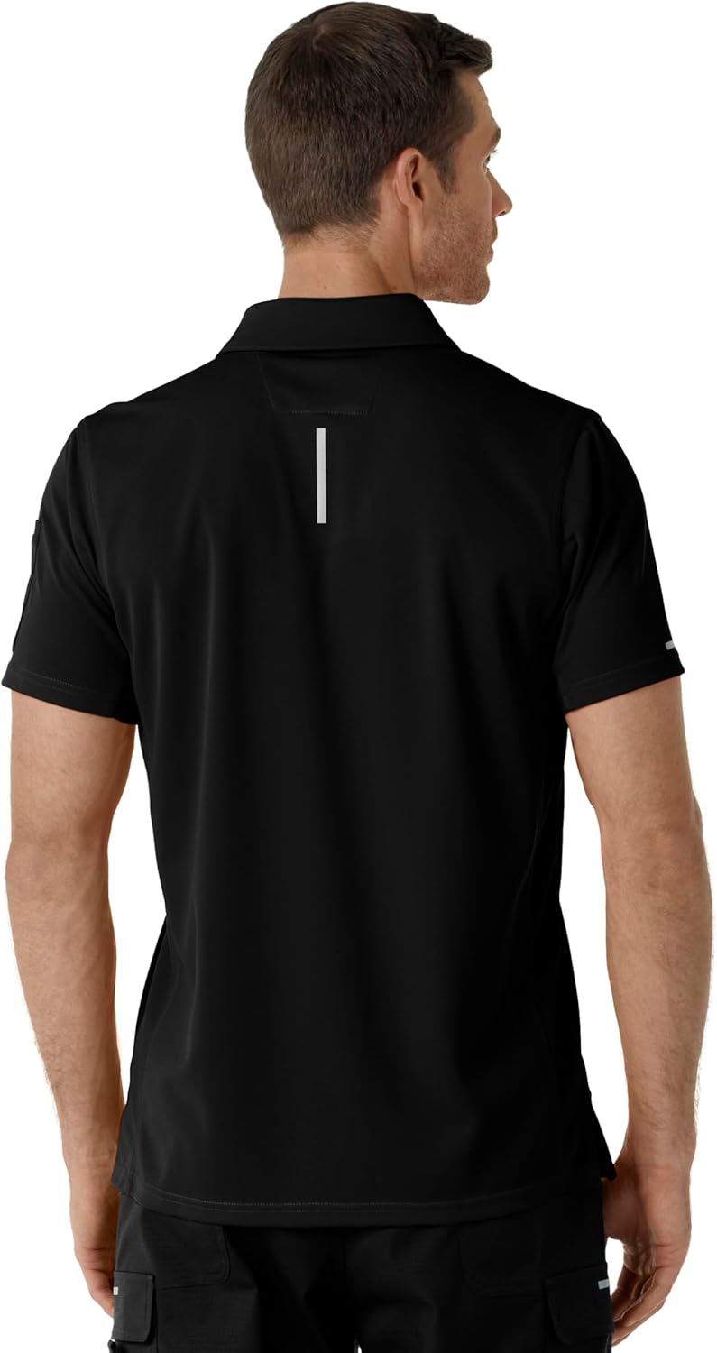 Carhartt Rugged Flex RSCU Scrubs for Men, Lightweight Short Sleeve Polo Scrub Top - Black, S - Image 2