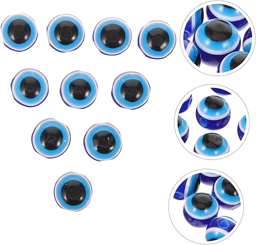 Miniatura 8 de EXCEART 100 cuentas sueltas de ojo de diablo, cuentas espaciadoras de ojo turco turco de resina, cuentas sueltas de bola para manualidades,