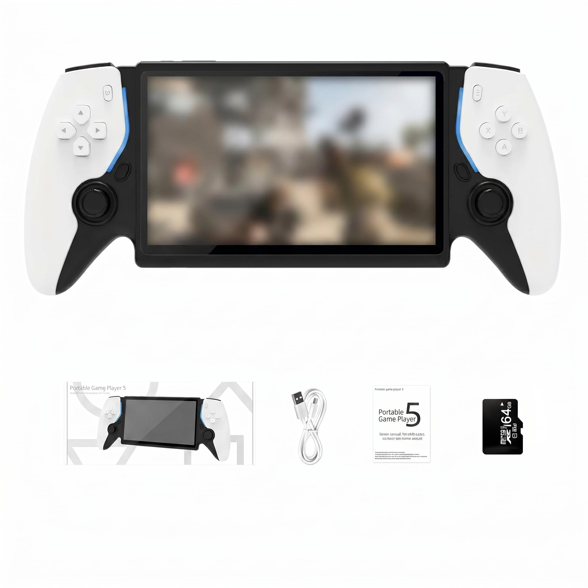 HC8000 Console de jeu portable rétro avec câble – 15 000 jeux prend en charge la connexion – Écran IPS 7" et 5 heures (blanc)
