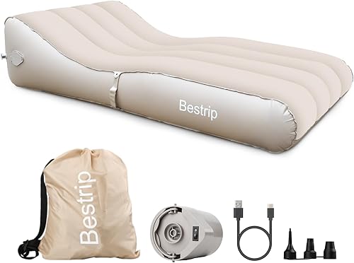 Miniatura 8 de Bestrip Tumbona inflable auto del sofá, cama del sofá del colchón de aire con la bomba de aire recargable Caqui,Negro