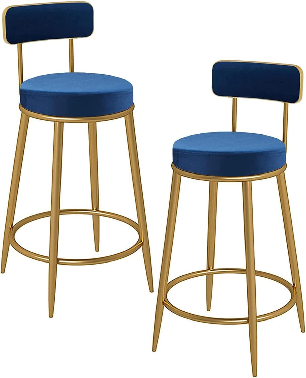 Tabourets de bar fixes en velours lot de 2 chaises confortables avec repose-pieds cuisine