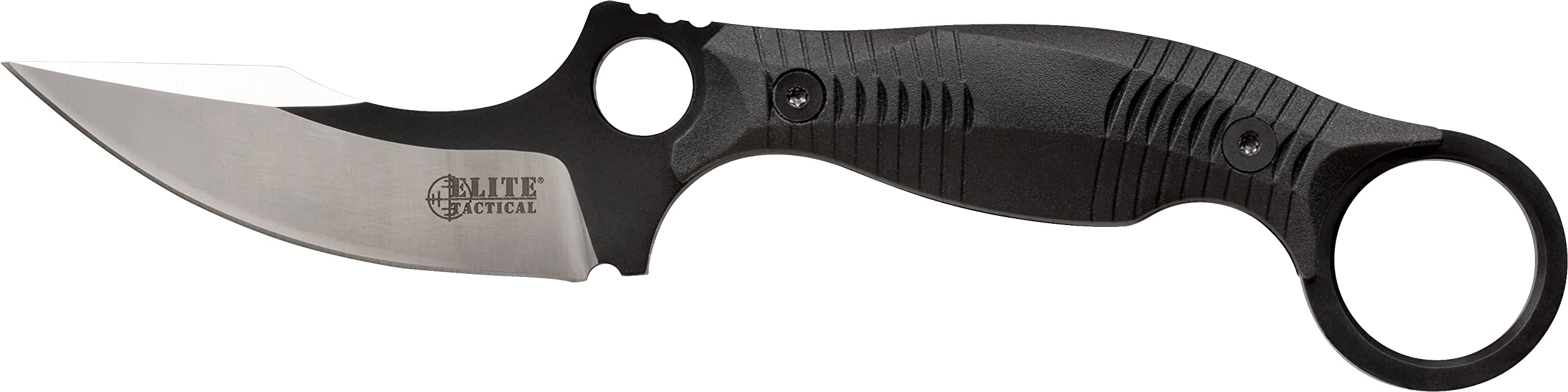 -Fixed Blade Knife - ROUT - Reverse Hawkbill Blade with Black G10 Handle, Full Tang Construction, Kydex Sheath w/Multi-Position Clip and Breakaway Chain, EDC, Tactical, ET-FIX007BK