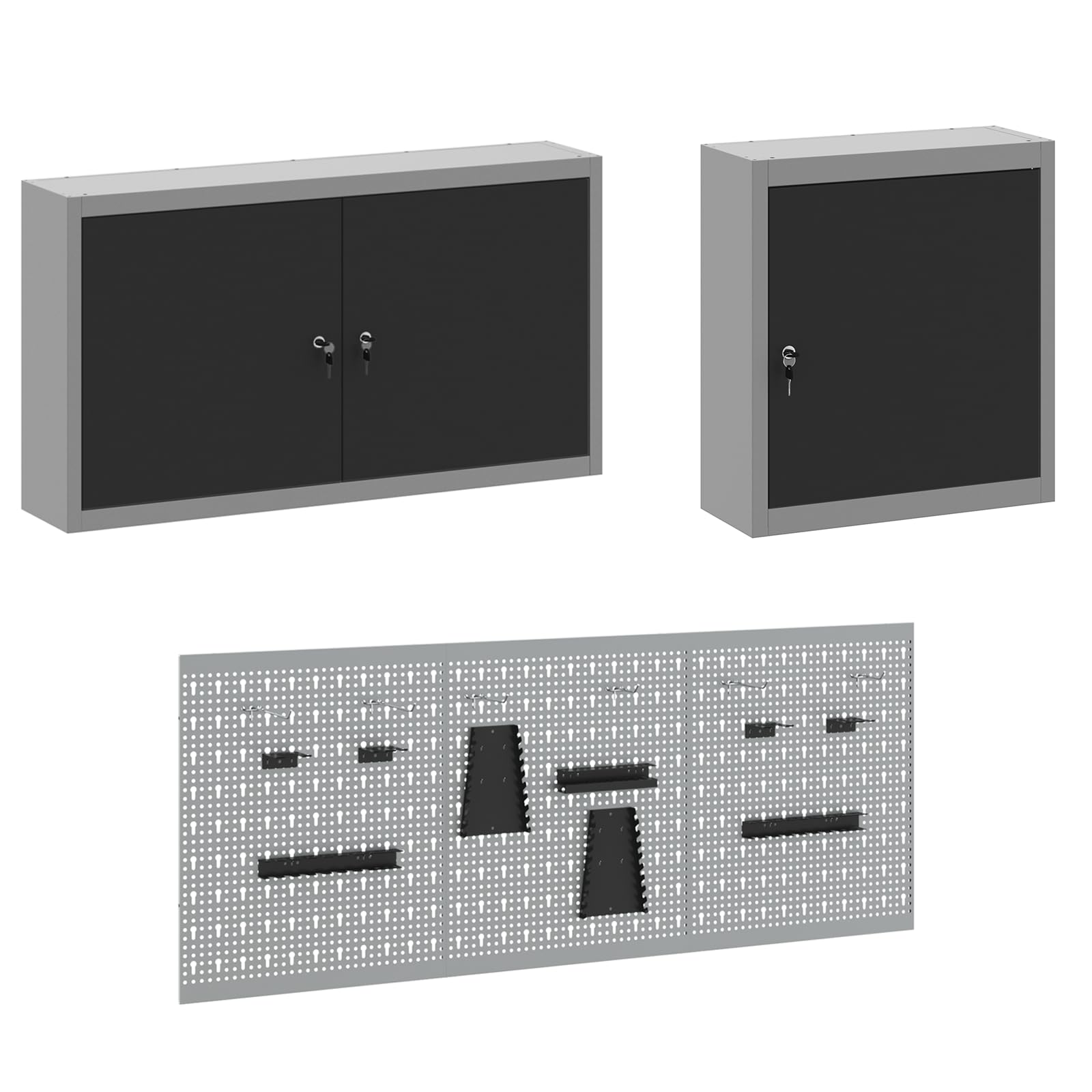 Homogen Werkbank mit Schubladen 8 pcs Schwarz Ingenieure Holz und Stahl 150x55x200 cm Werkstatt Schrank Organizer mit 9 Schubladen und Lochwand für Garage Hobbyraum und Baustelle