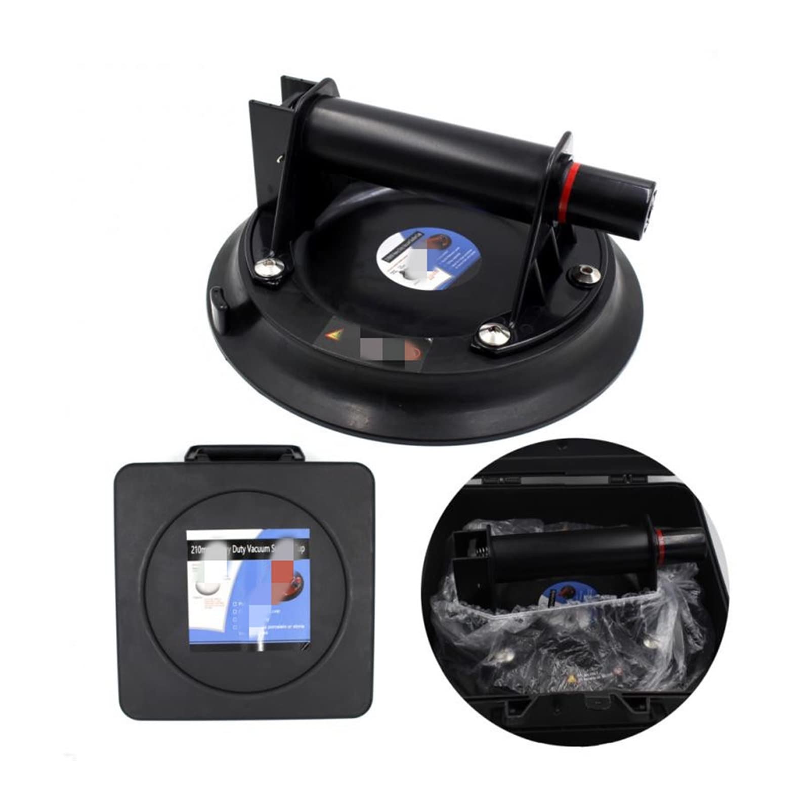 Handsaugheber 8-Zoll-Vakuum-Saugnapf 220 Kg Saugnapf-Hochleistungsheber Für Granitfliesen-Glas-Handlift(Schwarz)