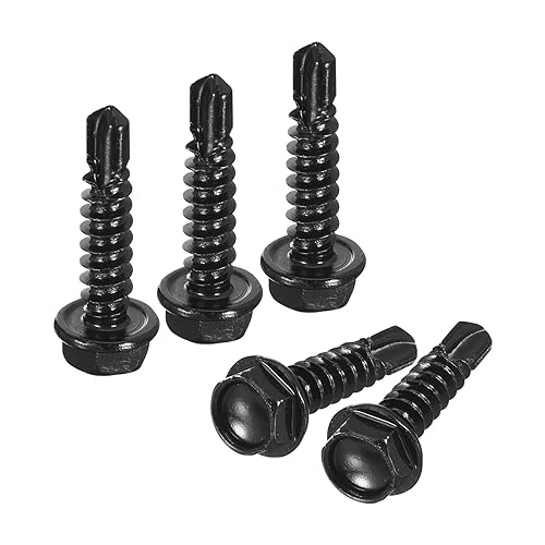 uxcell Tornillos autoperforantes con cabeza hexagonal de 34 pulgadas, 100 tornillos autorroscantes de chapa de acero inoxidable 410 para metal y