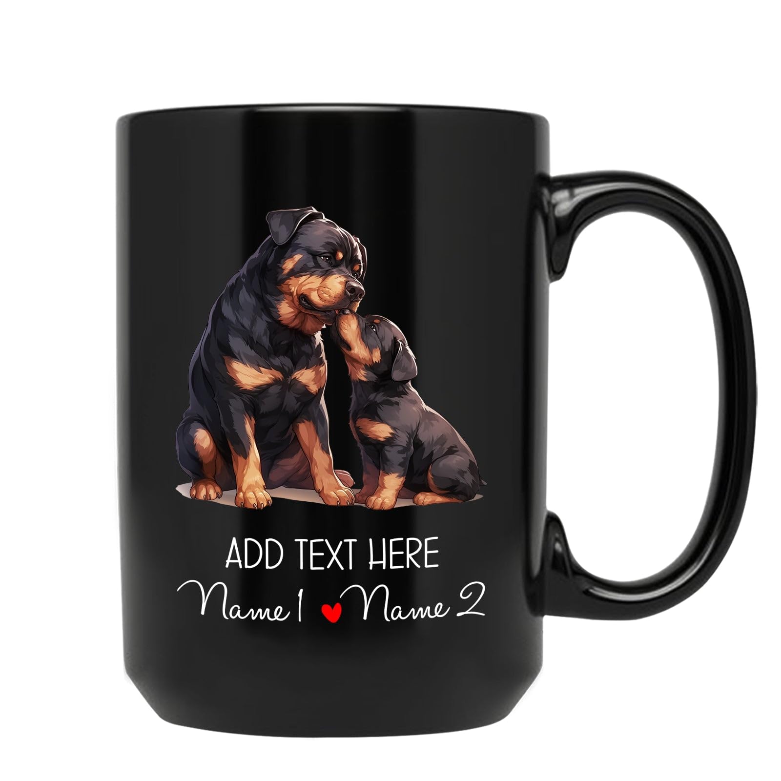 Rottweiler Mug, Father Tea Cup, Personalized Father Coffee Mug, Customized Rottweiler Cup, Black Baby Mug 11oz 15oz, Christmas Gift For Dad, Papa Ceramic Mug, Custom Daddy And Kids Cup With Name