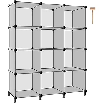 Amazon Com Tomcare Cube Storage 12 Cube Closet Storage Shelves Cube Organizer Cube Shelf Storage Cubes Plastic Bookshelf Bookcase Diy Square Closet Cabinet Organizers Shelves For Bedroom Office Living Room Grey Kitchen Dining