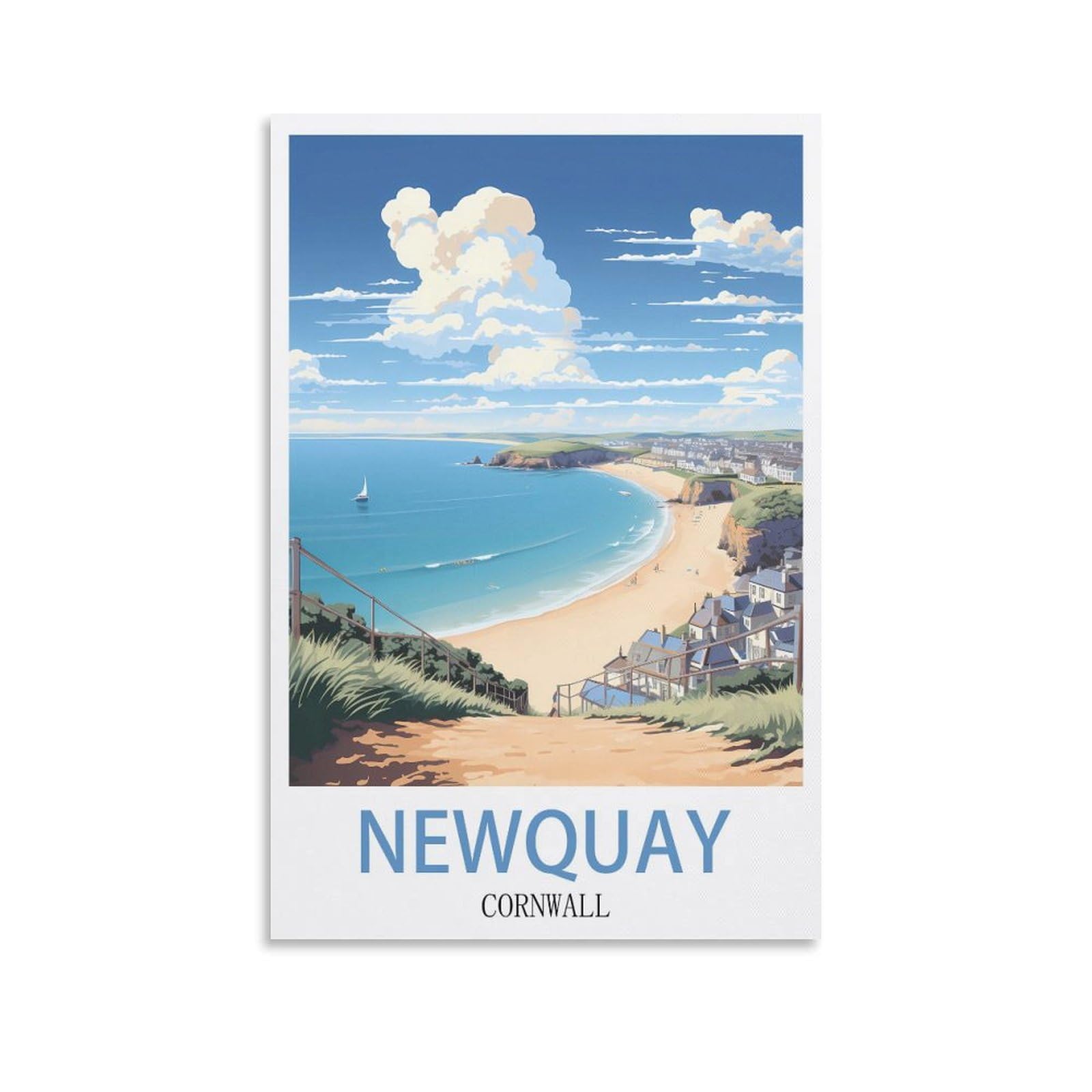 Metal Tin Sign Plaque Poster,Newquay Cornwall,Personalized Vintage Style Retro Tin Sign Custom Sign for Wall Outdoor, Indoor, Street, Office 20x30cm