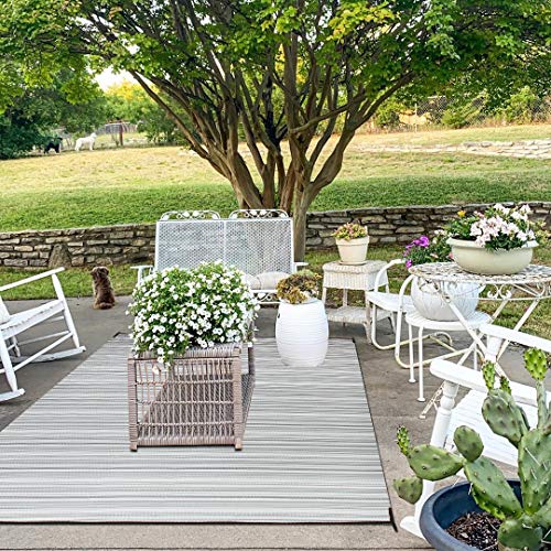 SMART DESIGN MAT SMM006 Reversible Outdoor/Indoor Plastic Rugs - Easy to Clean and Carry, Perfect for Picnics, Cookouts, Camping, and The Beach-(Grey,8x10 - Image 7