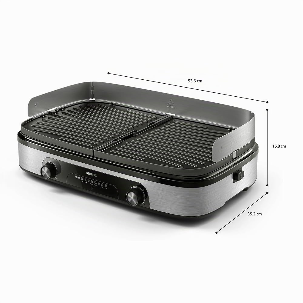 Philips Grill Électrique & Plancha 5000, Température réglable, 2400W, Métal