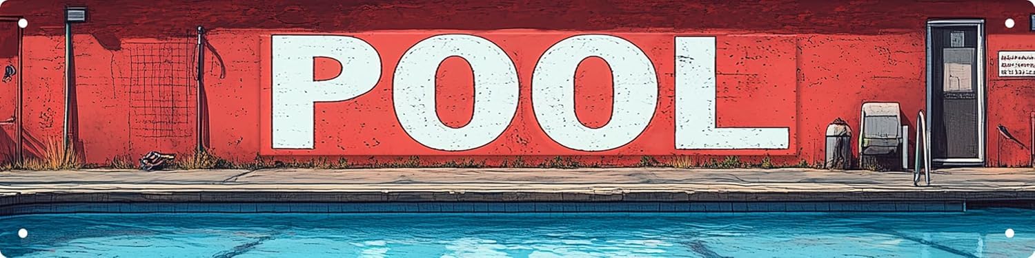 peiyeety Vintage Metal Tin Sign Pool Vintage Sign, Retro Wall Decor for Home, Bar, Garage, Cafe, Man Cave, Pool House, Backyard, Rustic Wall Art for Indoor and Outdoor Decoration, 4x16 Inch