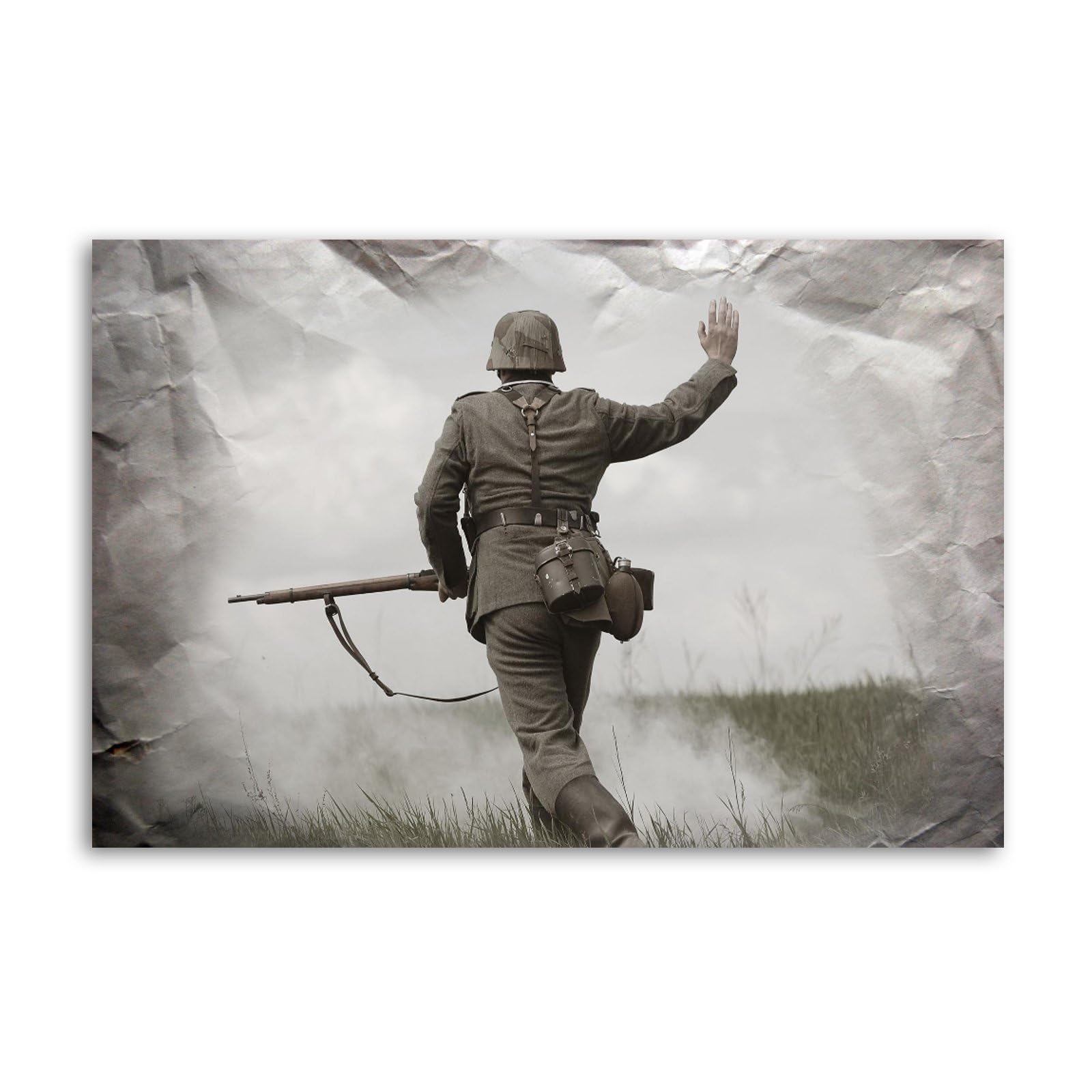 Black And White German Soldier In World War Ii Poster Decorative Painting Canvas Wall Posters And Art Picture Print Modern Family Bedroom Decor Posters 16x24inch(40x60cm)