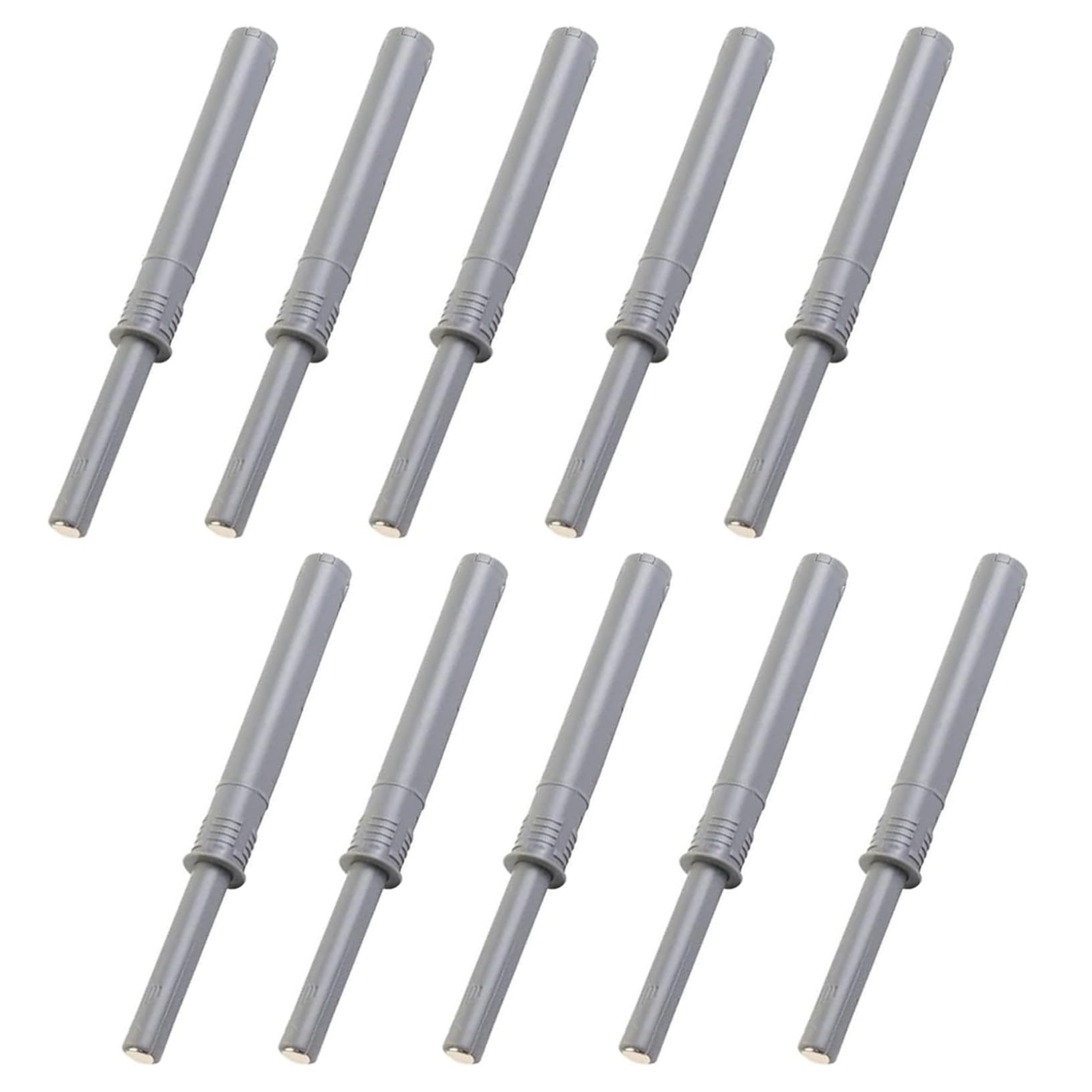 Bonalake Grey Magnetic Push Latch, 10Pcs 4.2Inch Plastic Push To Open Cabinet Hardware, Magnetic Door Latch Built-In Spring-Loaded Plunger For Cupboard, Wardrobe, Cabinet, Sliding Door Drawer Magnets