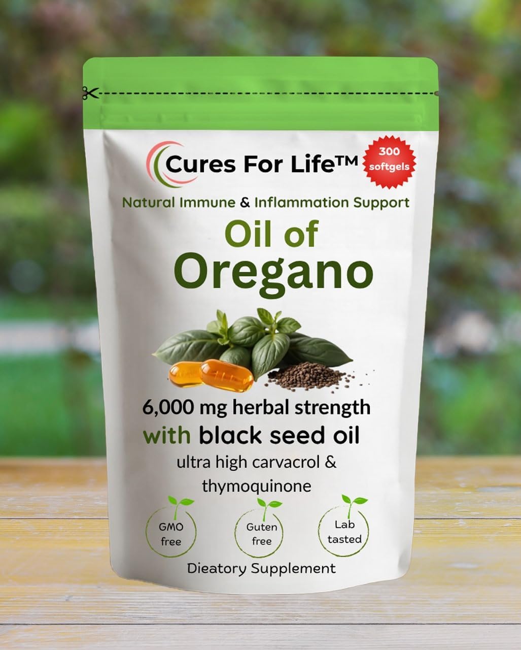 Oil of Oregano Softgels – 6000mg High Potency with 165mg Carvacrol & 200mg Black Seed Oil – 2-in-1 Immune Support & Digestive Health – 300 Softgels – Oregano Oil Capsules Supplement - Image 2