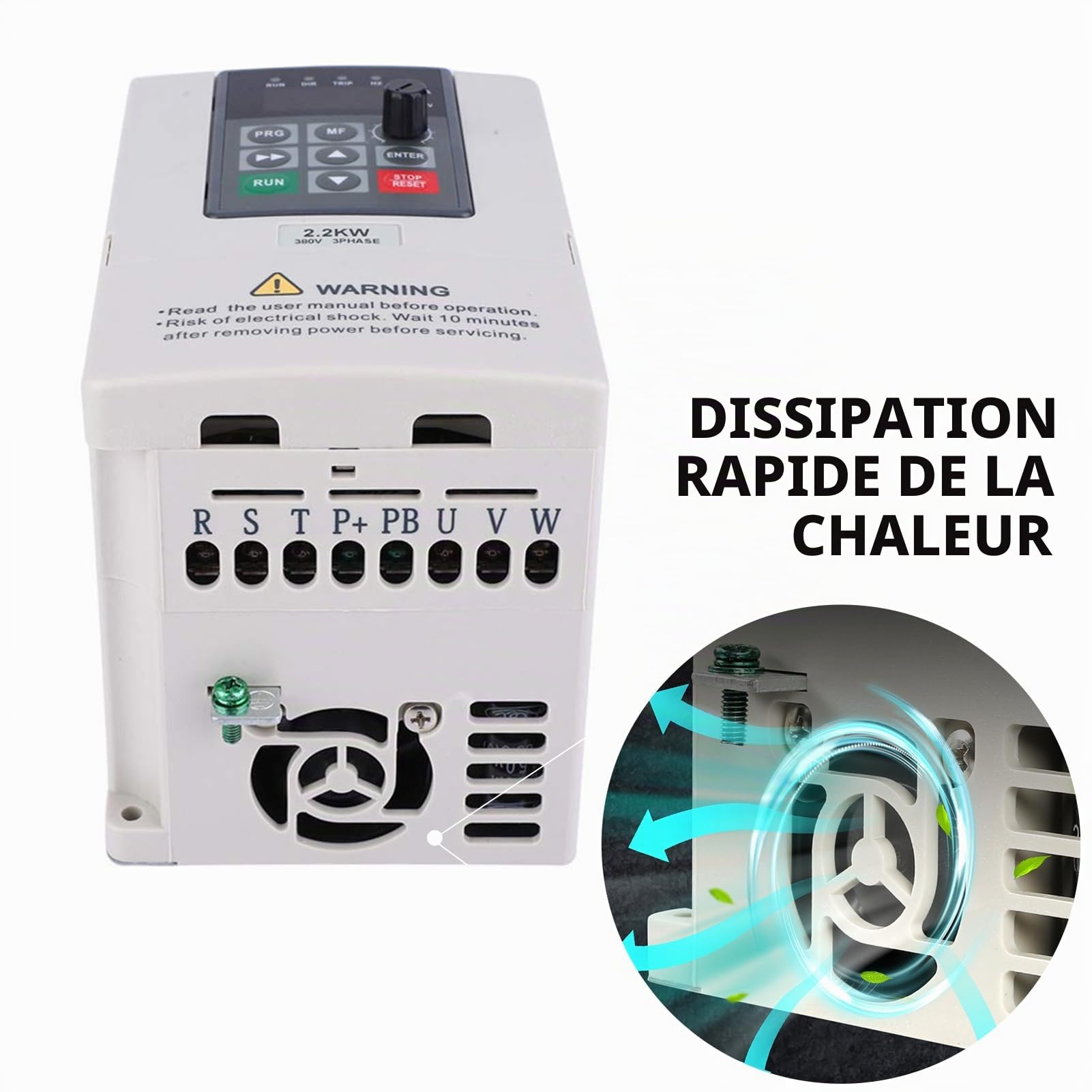 Variateur 220 380,2.2kw Variateur de Vitesse de Moteur EntréE MonophaséE 220V, Sortie TriphaséE 380V Variateur de FréQuence pour ContrôLe de La Vitesse du Moteur