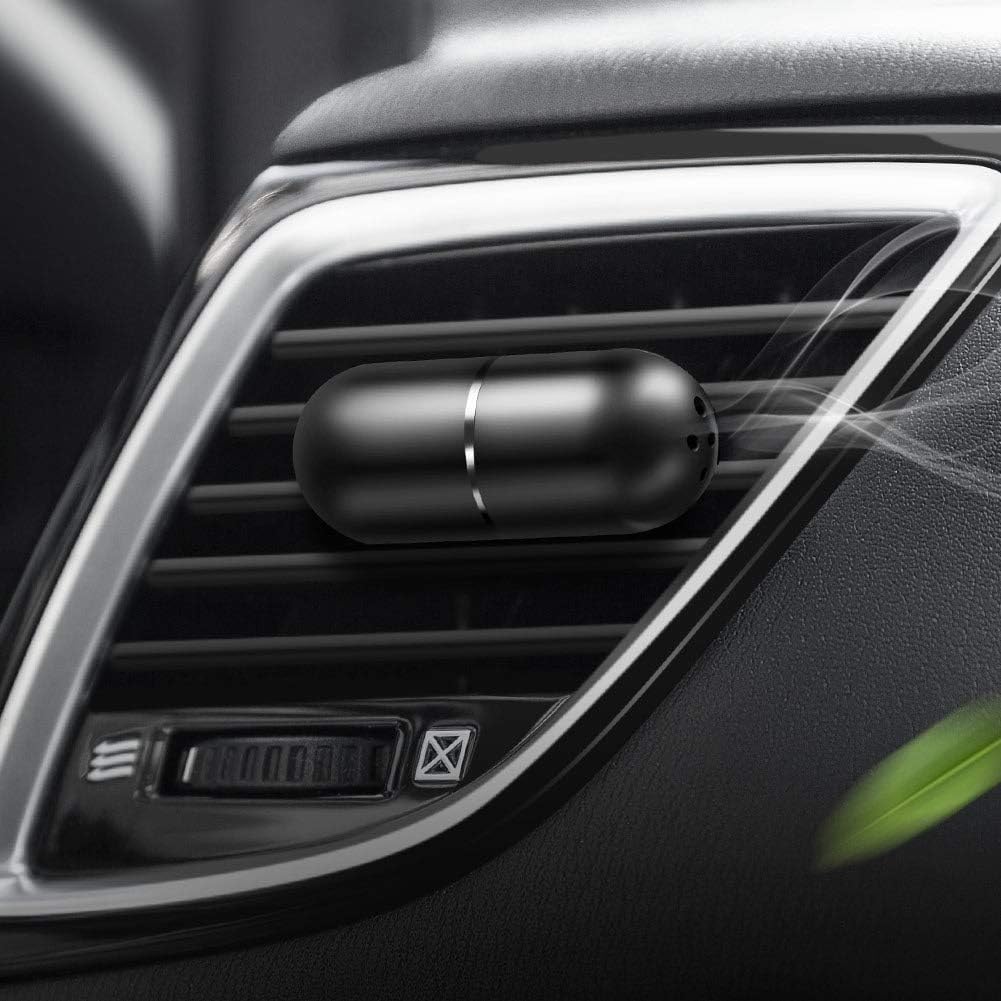 aokway Car Air Freshener Clip-Innovative Capsule Shape-5 Refill Stick-Cologne Lemon Ocean-150 Days (Black)