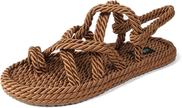 Mio Gusto Samara Taba Renk Düz Tabanlı Kadın Halat Sandalet