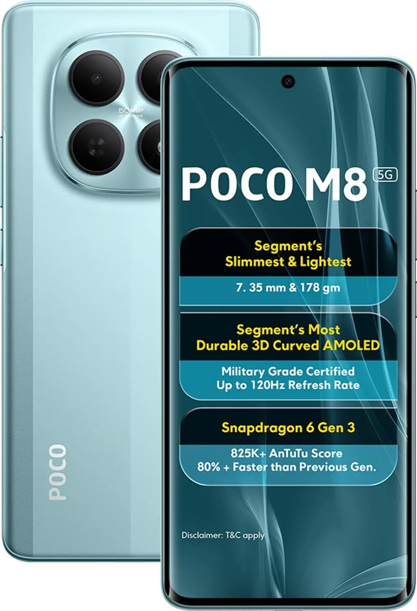 POCO M8 5G (Glacial Blue, 8GB RAM), (128GB Storage)