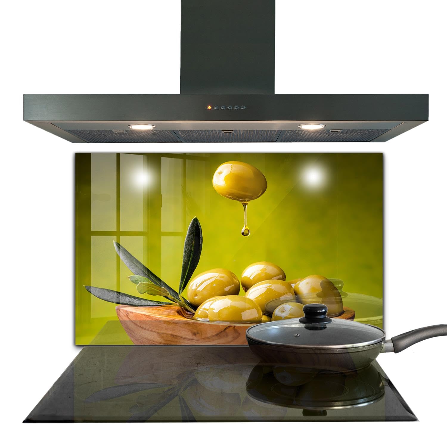 Protection murale cuisine verre trempé 100x70 cm Wallfluent autocollant