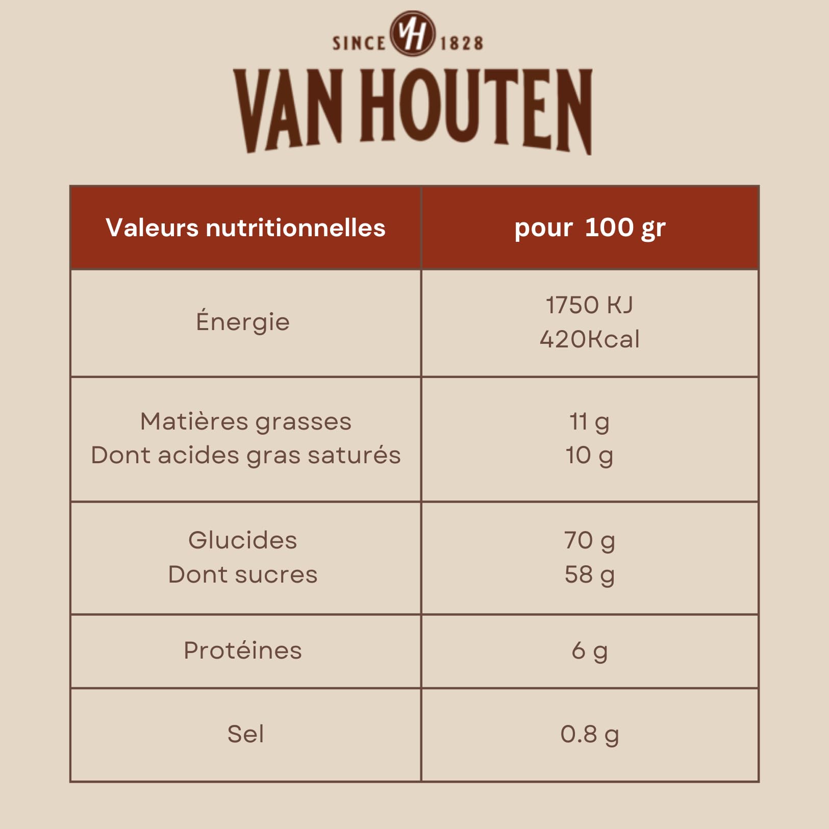 VAN HOUTEN | 50 Doses Individuelles de Chocolat au lait VH6 | Boite distributrice de sticks individuels 23g de poudre lactée