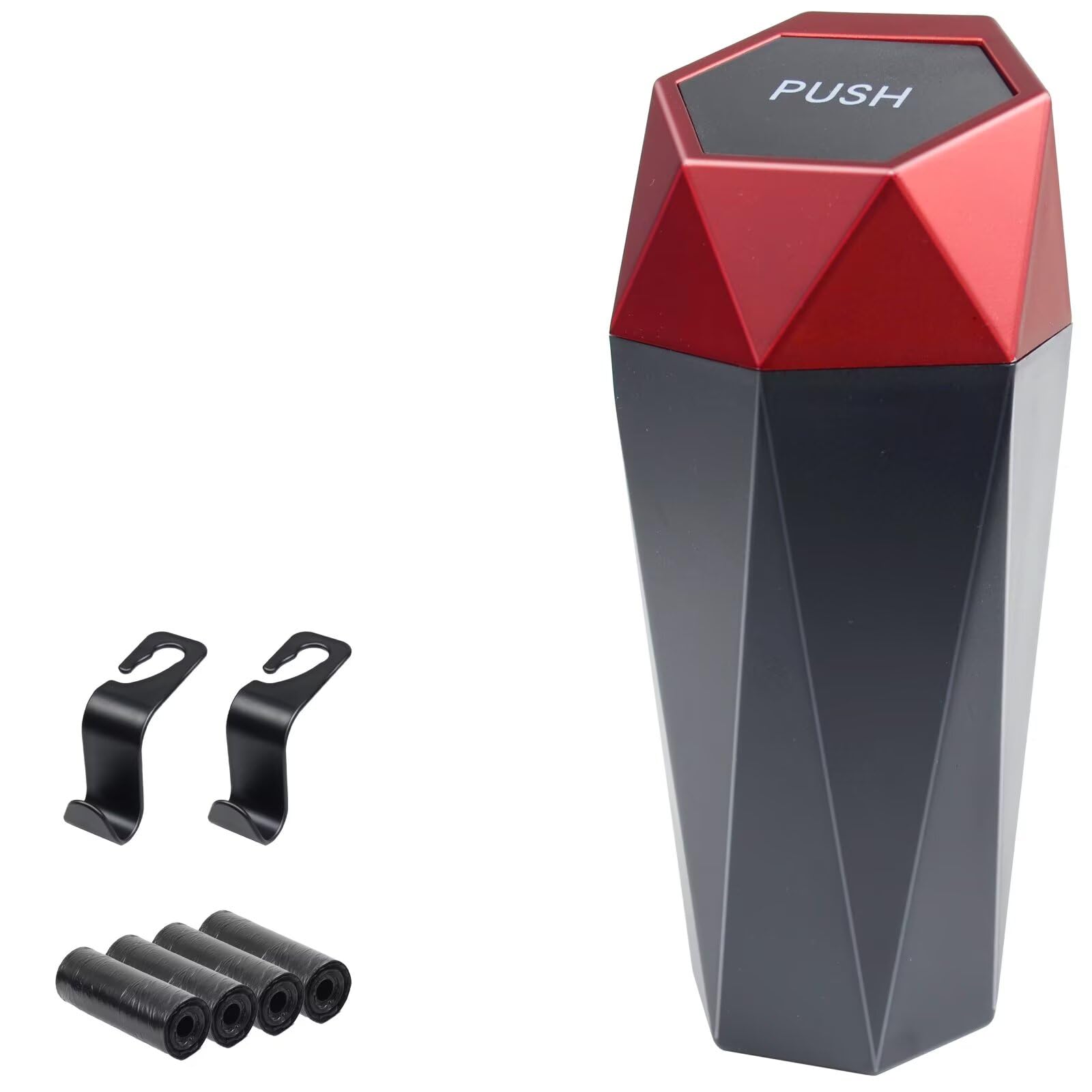 Car Trash Can with Lid, Garbage Bin for Women, Cute Interior Accessories for Seat Cup Holder, Organization Car Must Haves Essentials Mini Trash Can with Garbage Bag