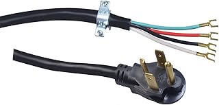 Coleman Cable 09156 10/4-Gauge SRDT 30-Amp Dryer Power Supply Cord, 6-Feet, 4-Wire, 125/250V