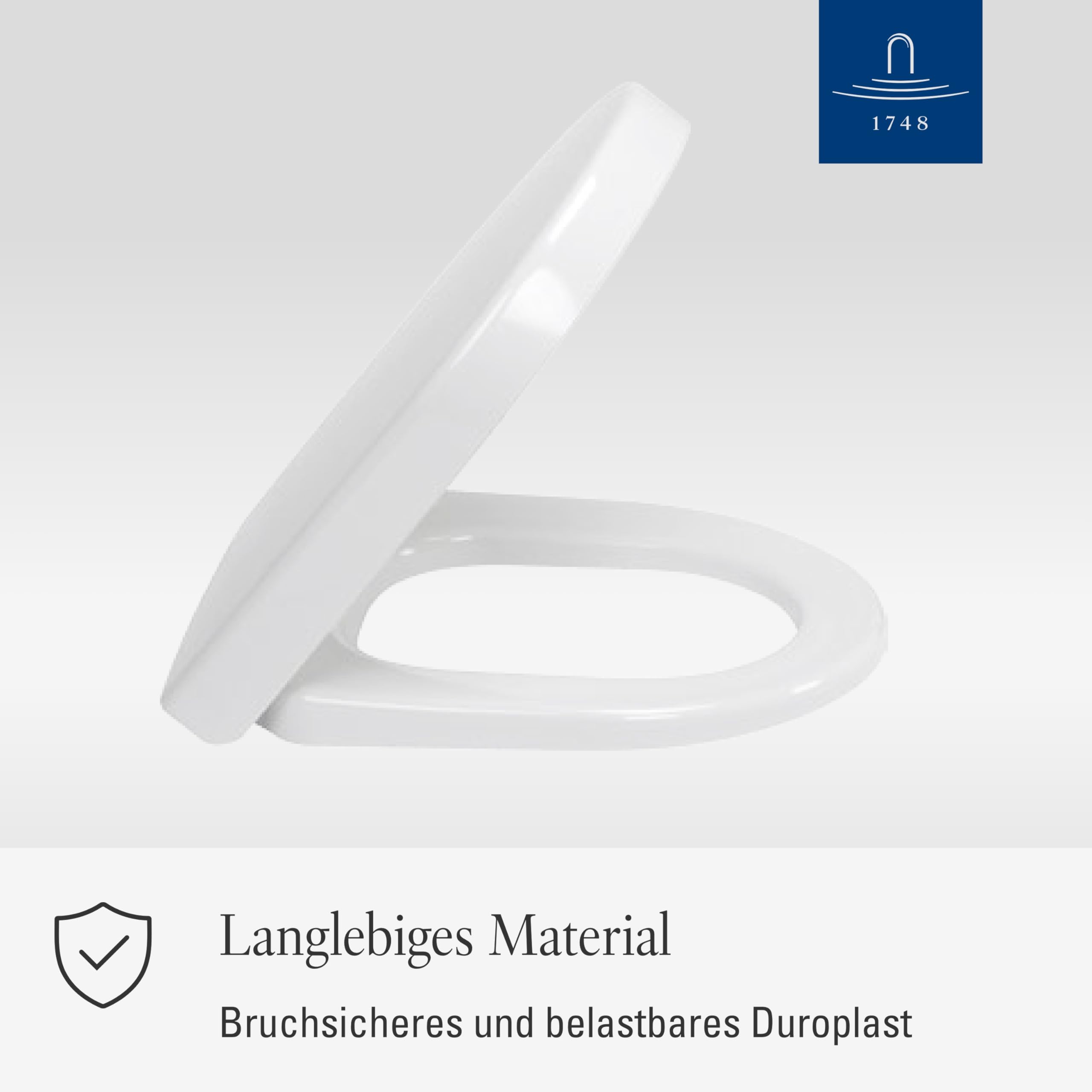Villeroy & Boch Architectura Compact WC-Sitz, D-Form – Weiß Alpin, glänzend | Mit Edelstahl-Scharnieren, aus bruchsicherem Duroplast, Original Ersatzteil, 9M66E101