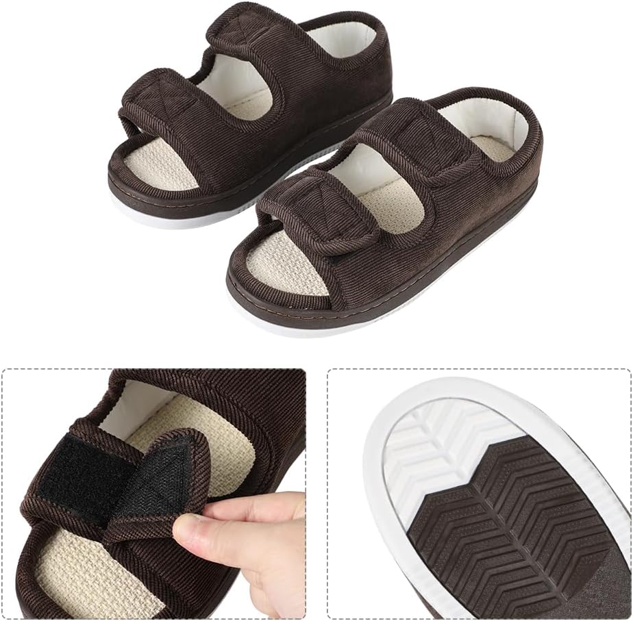 Diabetic Sandals for Women Men Extra Wide Width Summer Edema Swollen Slippers Adjustable Open Toe Surgical Shoes Anti-skid Breathable Orthopedic Footwear Memory Foam Soft Elderly Sandals