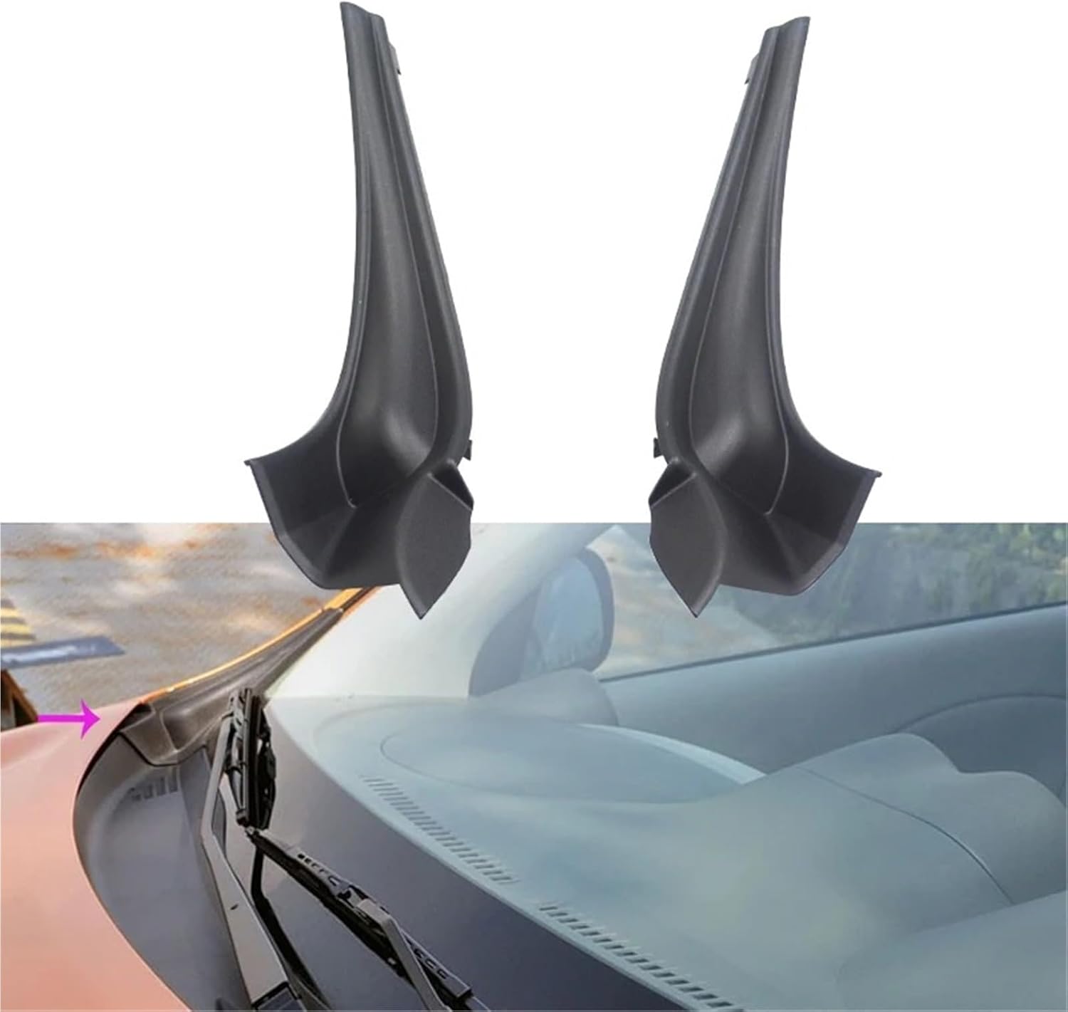 Wiper Side Cowl Cover Trim Panel 2X for Nissan New for Sunny March 2011-2020 Car Front Windshield Wiper Side Extension Trim Cover 66895-1HM0A