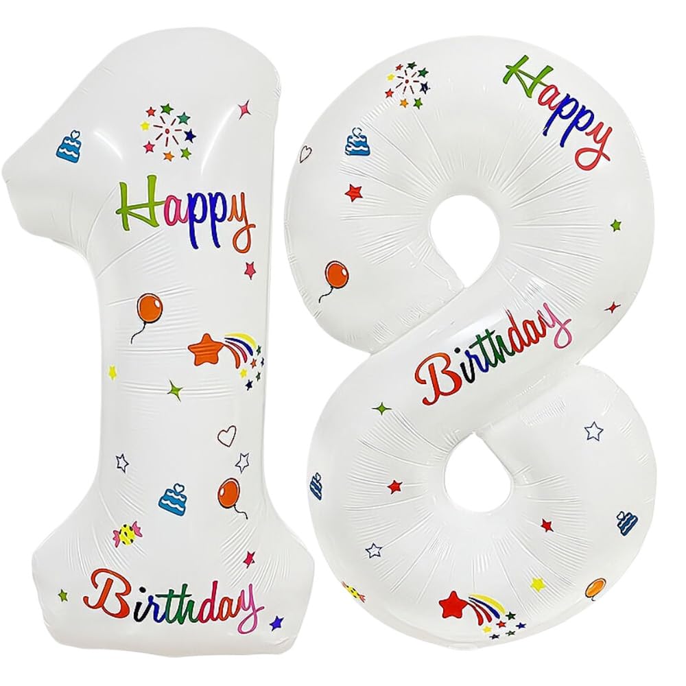 Luftballon Zahl Helium Folienballon Geburtstag Ballon Number für Geburtstagsdeko 40 Zoll, 100CM Weiß Zahlenballon