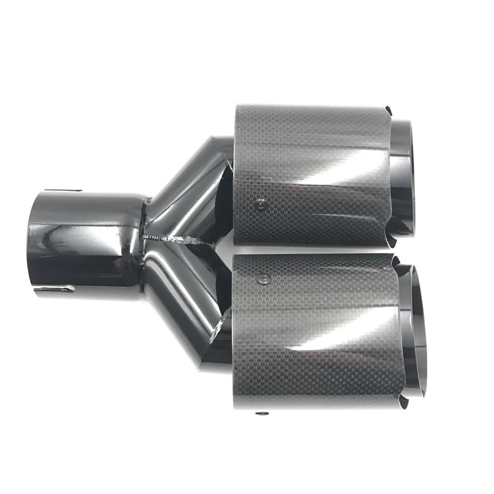Terminale Di Scarico 1 Pz Lucido In Fibra Carbonio Doppio Silenziatore Punta Tubi Scarico Tubi Scarico Universale Nero In Acciaio Inox Tubo Per BMW F30 E90 Silenziatore Coda Tubo(60MM -76MM)