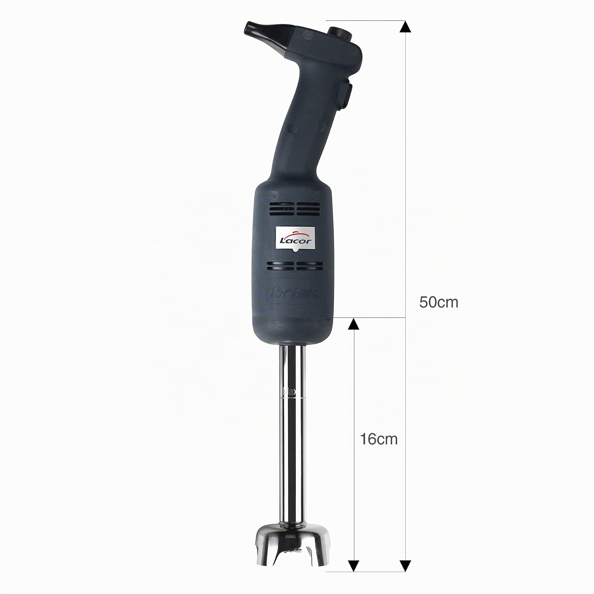 Lacor 69723 - Batidora de Mano Brisk, Trituradora Profesional, Brazos | En acero inoxidable, tritura y bate sin esfuerzo; agarre ergonómico, ideal para cocina profesional y uso diario en casa