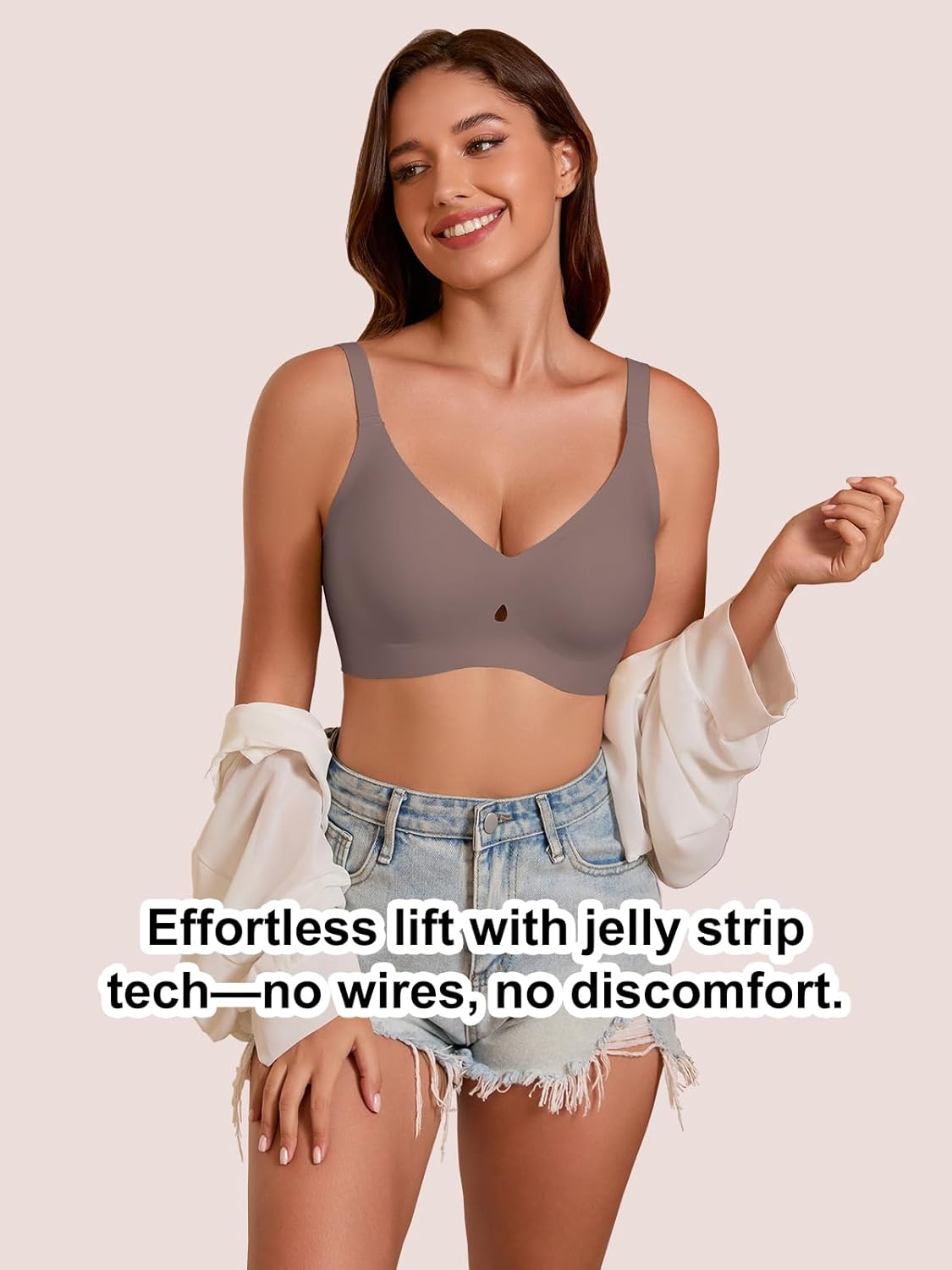 COCOMARTS Jelly Bras for Women No Underwire Seamless Push Up Bra Full Support Comfort Bralettes Wireless Plunge Everyday Bra - Image 6
