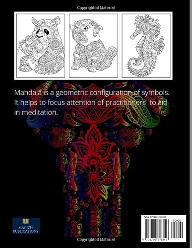 Adult Coloring Book: 75 Stunning Mandala Animals And Birds Designs| Dinosaurs, Lions, Elephants, Dogs, Cats, Turtle, Bear, Sea Horse, Eagles, Owls, And Many More! (Collection) #TOP14