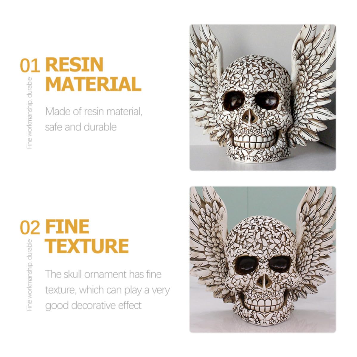 Totority Decorazione Halloween in Resina Teschio Stile Horror Beige Ornamento per Casa e Giardino Scenario Haunted House
