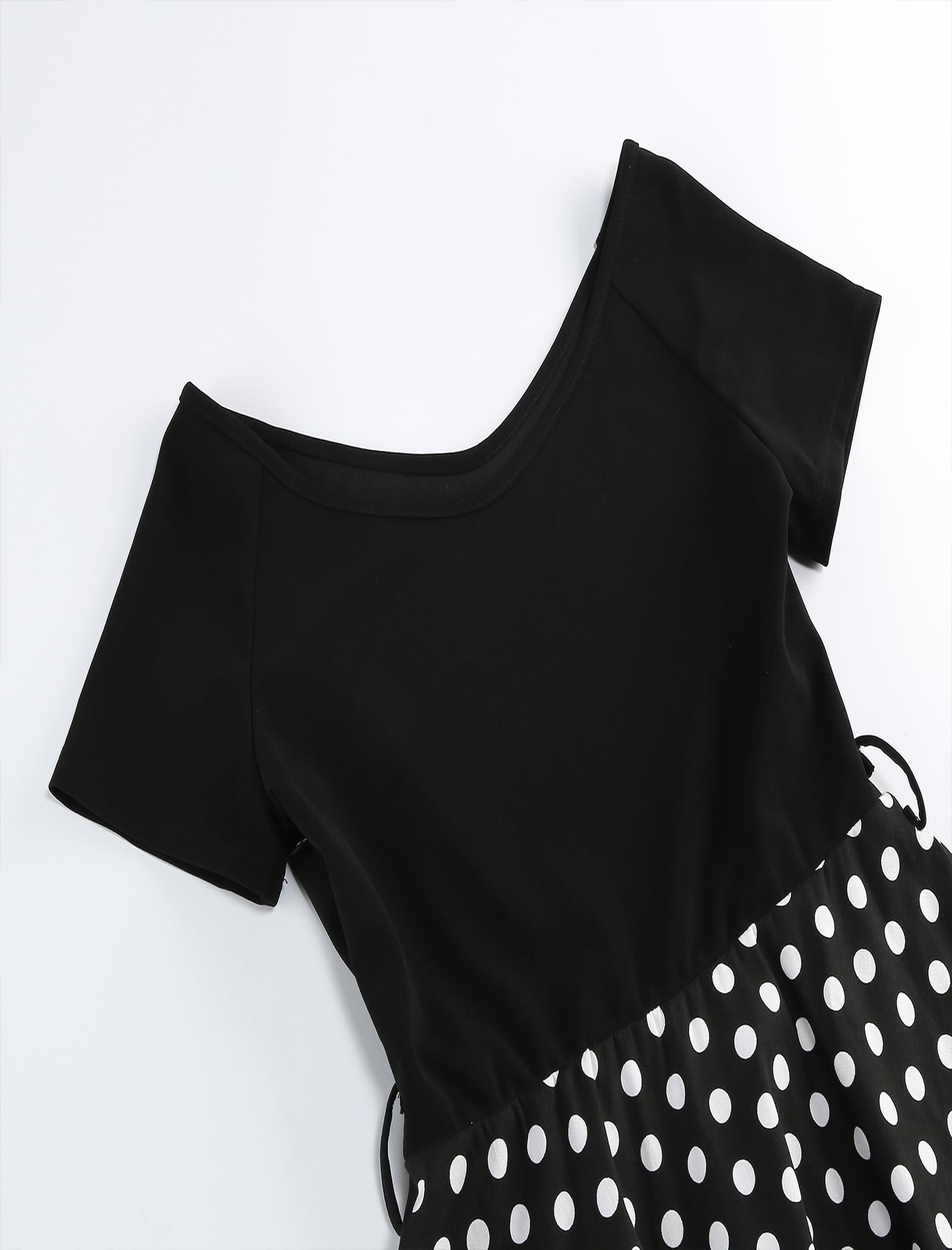 Odizli Rockabilly Kleider Damen 50er Jahre Vintage Sommer Kurzarm Polka Dot Swing Knielang Coctailkleid mit Stirnband