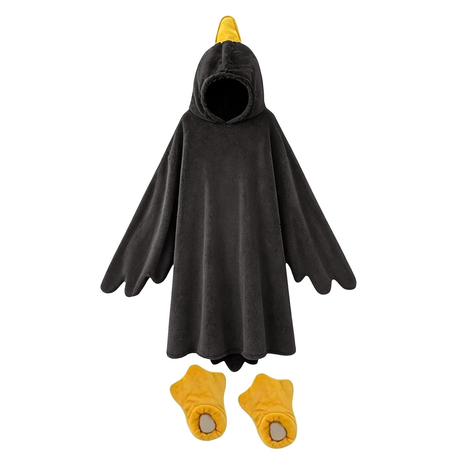 Wearable Blankets for Kids Funny Warm Goose Costume Hoodie Onesie Oversized Duck Blanket With Bathrobe Shoes Cosplay Jumpsuit Winter Comfortable for Boys and Girls (Dark Gray, 11-13 Years)