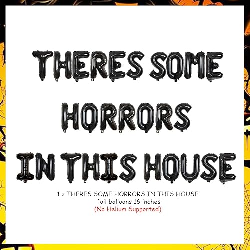 Miniatura 5 de Globos de pancarta con texto en inglés "There Some Horrors In This House", suministros de decoración de fiesta de despedida de soltera de Halloween