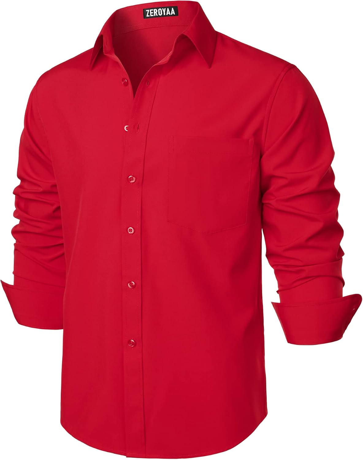 ZEROYAA Men's Regular Fit Dress Shirt Solid Wrinkle-Free Long Sleeve Casual Business Button Up Shirts with Pocket - Image 2