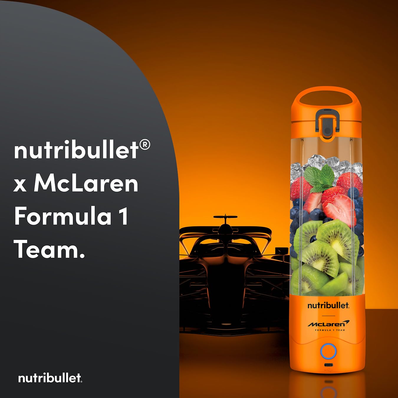 nutribullet Mixeur portable en collaboration avec l'équipe McLaren Formula 1 – Papaye – Couvercle anti-fuite – Lame d'extraction puissante – Charge USB-C – Plus de 15 cycles de mélange – Jus et