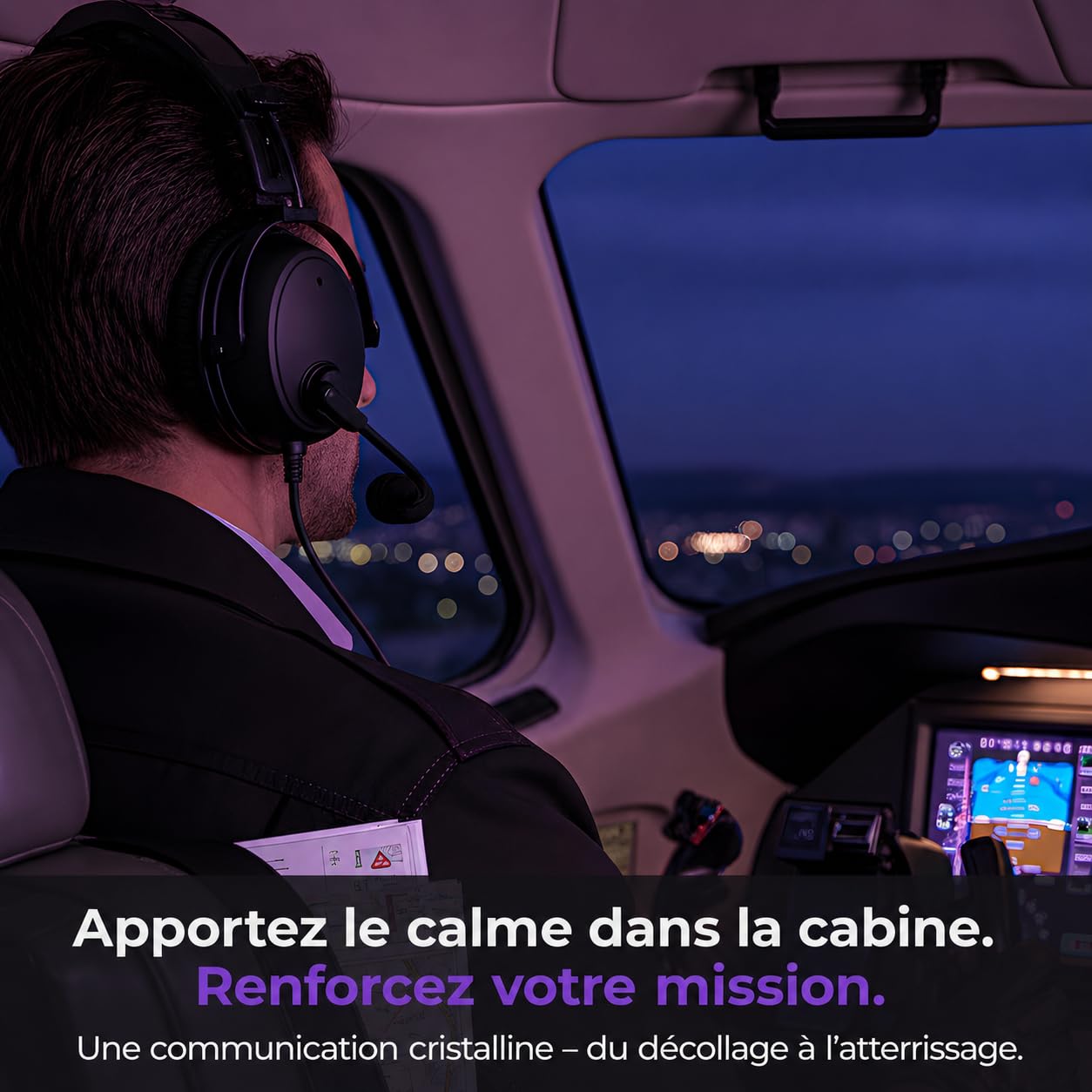 ANR Aviation Casque avec Bluetooth - Réduction active du bruit - Casque pilote pour avion et simulateur - Casque antibruit avec microphone, entrée AUX - Coussinets confortables