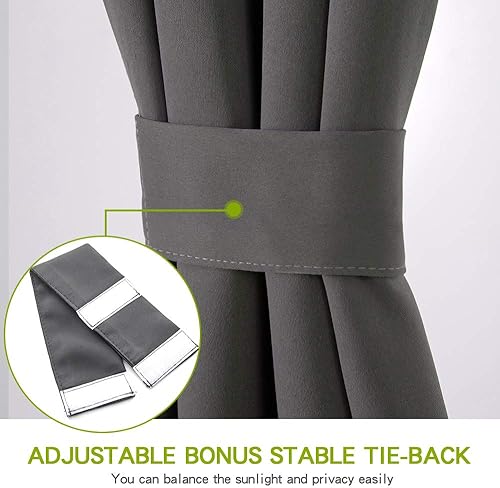 Miniatura 4 de MIULEE - Cortina blackout para puerta francesa con aislamiento térmico y bolsillo para cortinero