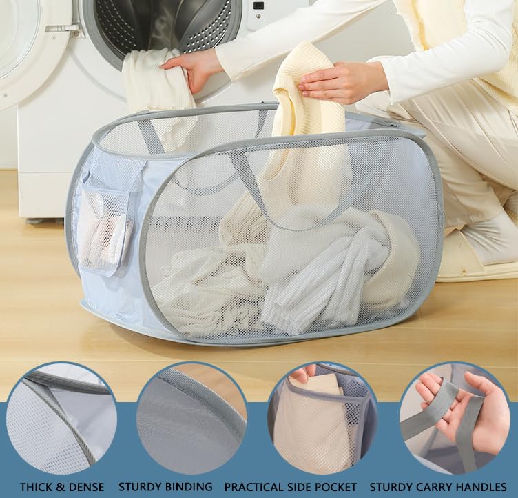 Cesto Portabiancheria Pieghevole - 2 Cesti Con Maniglia Per Casa, Viaggi E Campeggio - Foto 6