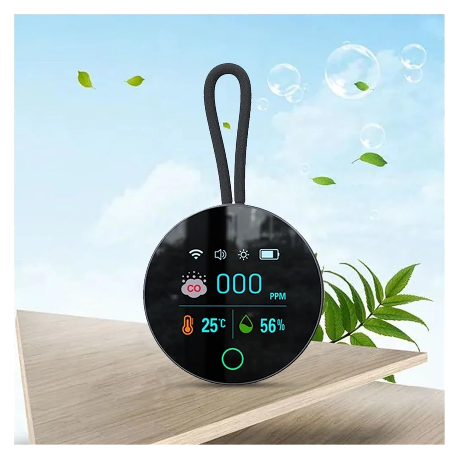 Detector de Gases, Detector de monóxido Carbono 3 en 1 con succión magnética, portátil, 1000 mAh, Detector CO, Temperatura y Humedad for Viajes