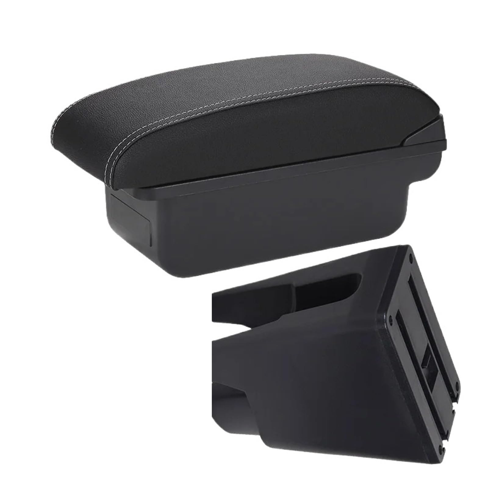 UMDJJU For Citroen C1 Armrest Car Accessories Store Box Interior Detail Simple Installation Car Centre Console Armrest Box(C3 Black white NOUSB)