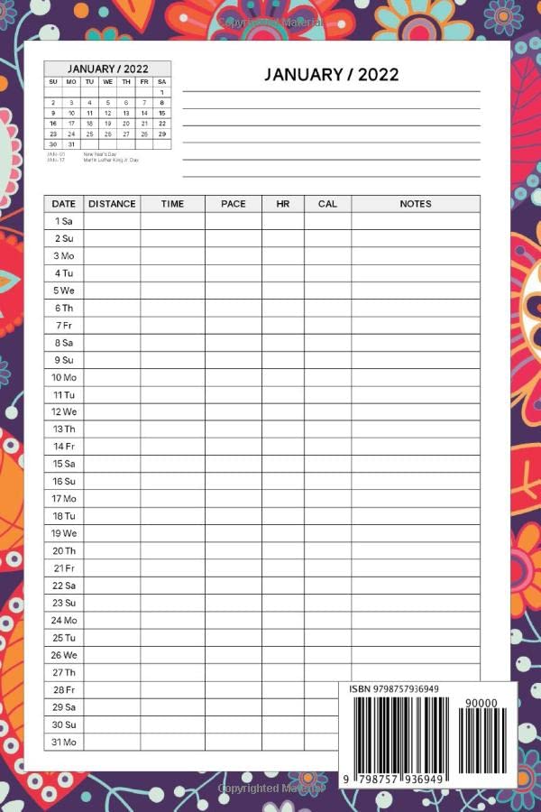 Vista 2 de Running Log Book 2022-2026 Five Year Journal Help Every Runner Set Goals Plan with Daily Personal Runs and Race Record 60 Month Monthly Calendar