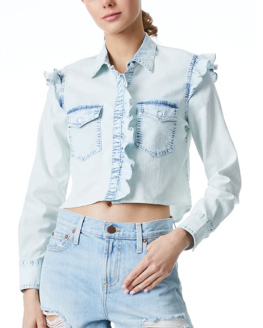 alice + oliviaHannah Ruffle Sleeve Blouse, Multi-colored, X-Large