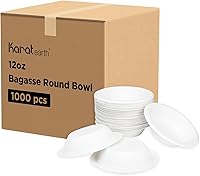 Vista 2 de KARAT EARTH KE-BBR12-1C PFAS - Cuenco redondo desechable compostable ecológico de 12 onzas, 1 compartimento, color blanco, caja de 1000
