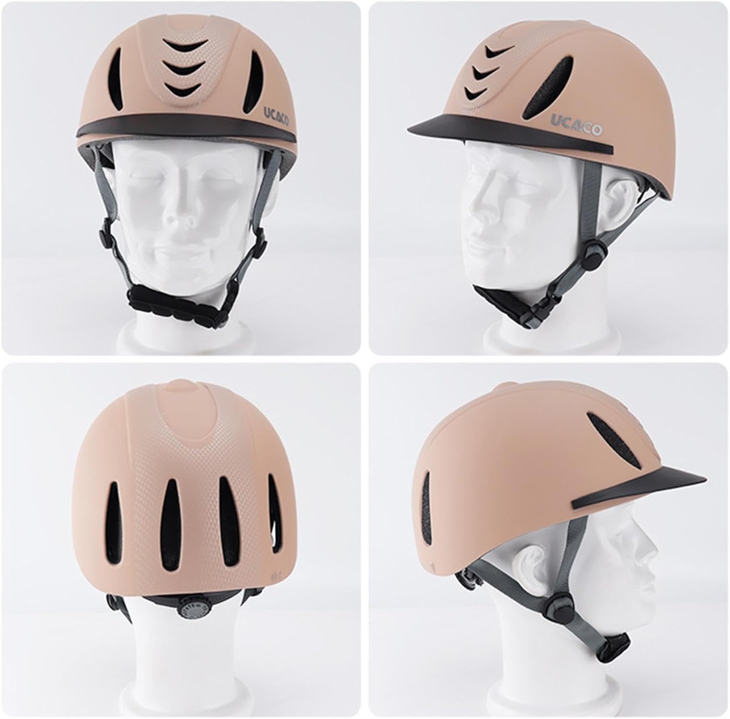 Kask jeździecki Kask jeździecki, Kask jeździecki Premium dla mężczyzn i kobiet - regulowany sprzęt ochronny(Khaki)